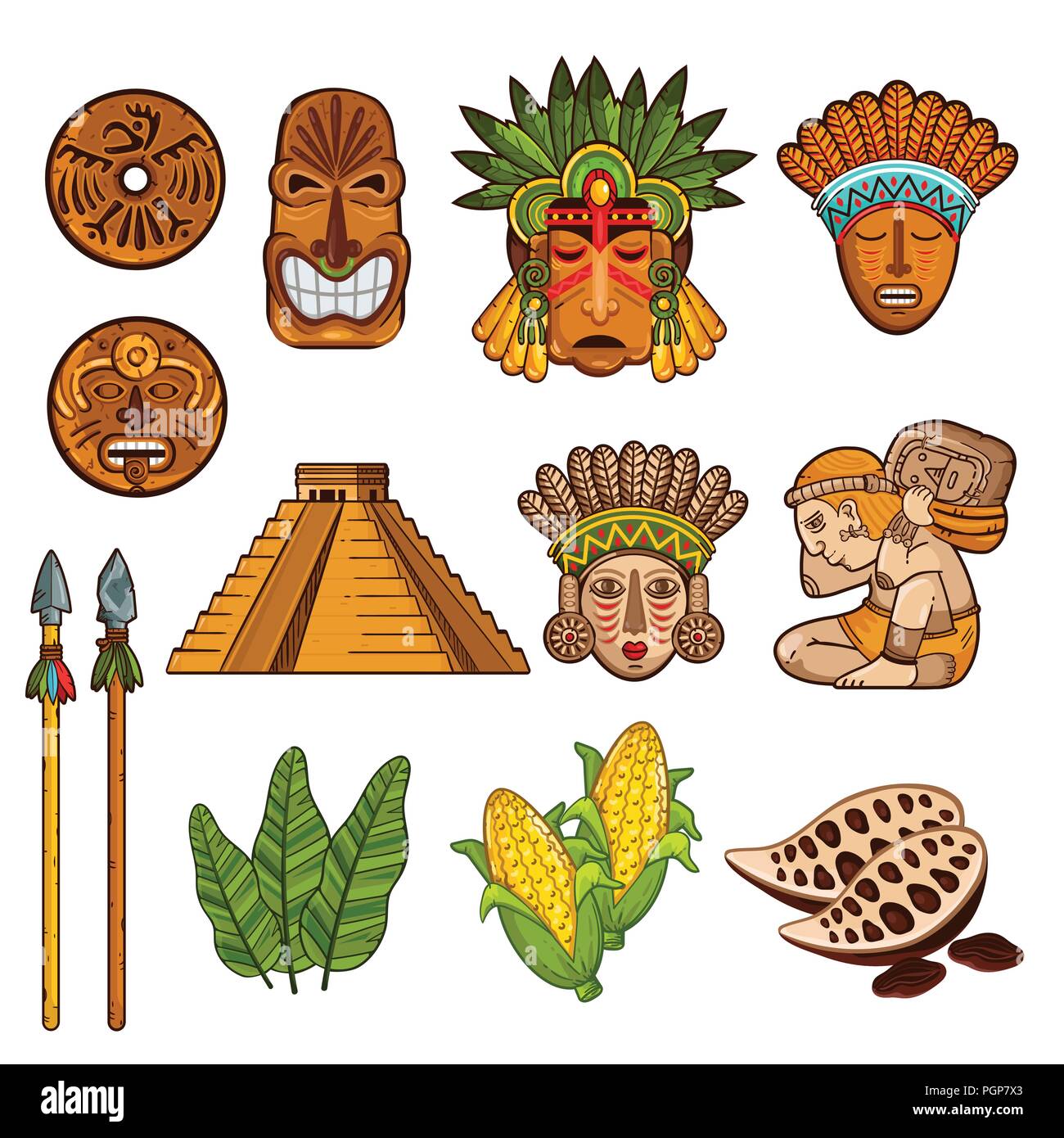 Conjunto de elementos culturales ancestrales étnicos Imagen Vector de stock  - Alamy