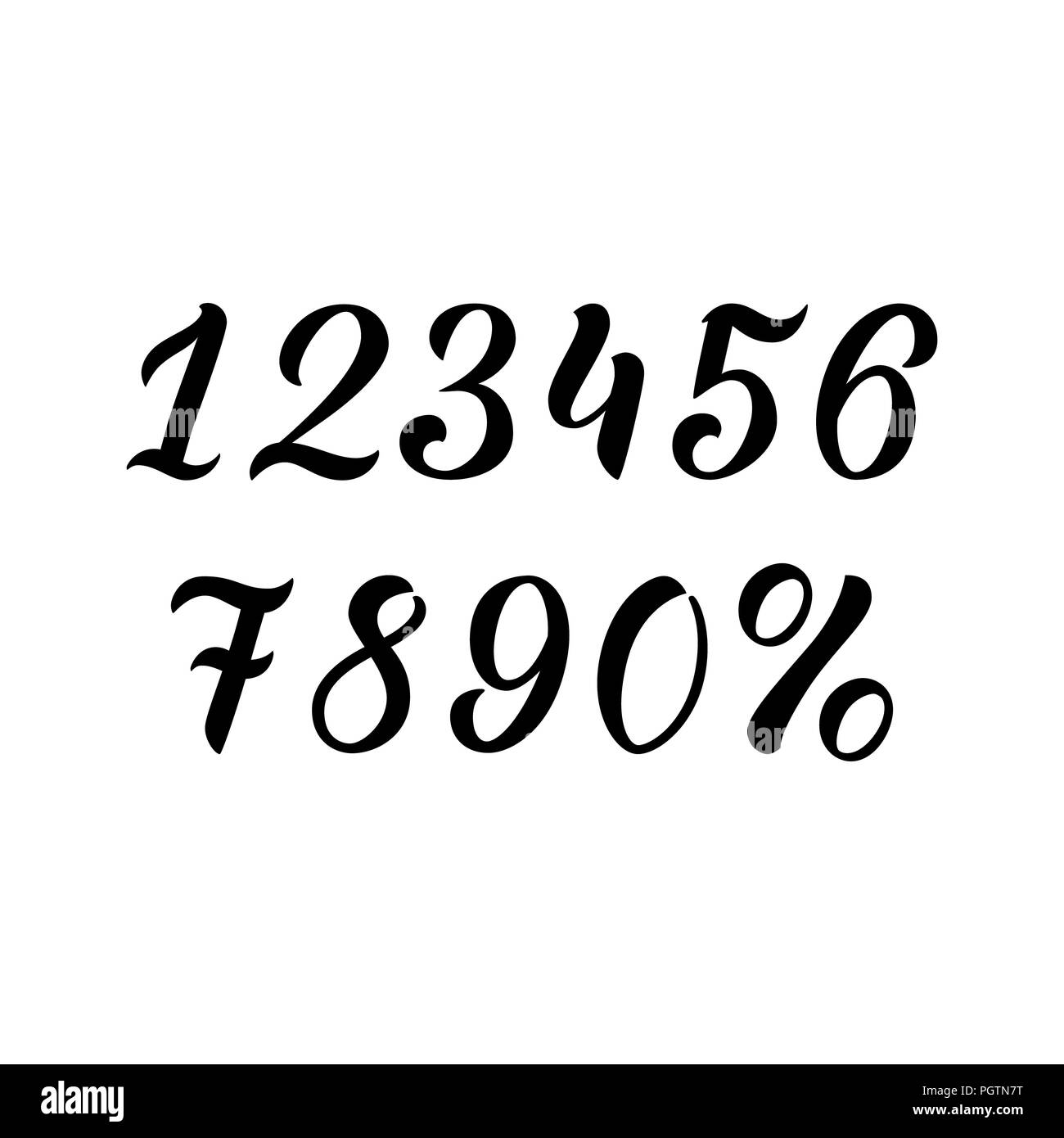 Número de letras dibujadas a mano con porcentajes de pegatinas, diseño - para su negocio. Conjunto números, letras y símbolos negros isola Fotografía de stock - Alamy