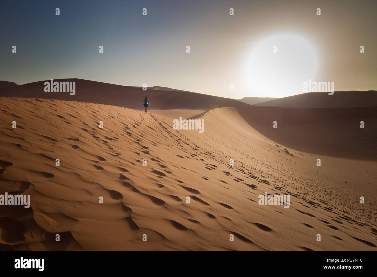 El místico desierto de dunas y paisajes del Parque Nacional Namib-Naukluft hacer un hermoso y emocionante viaje del día de Sesriem camp en el borde de la t Foto de stock