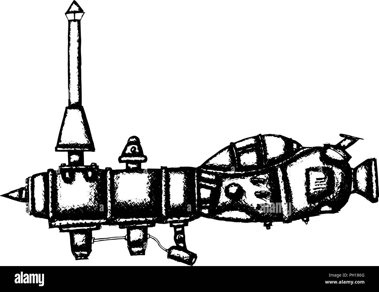 Submarino dibujadas a mano de viejo estilo boceto. Ilustración vectorial Ilustración del Vector