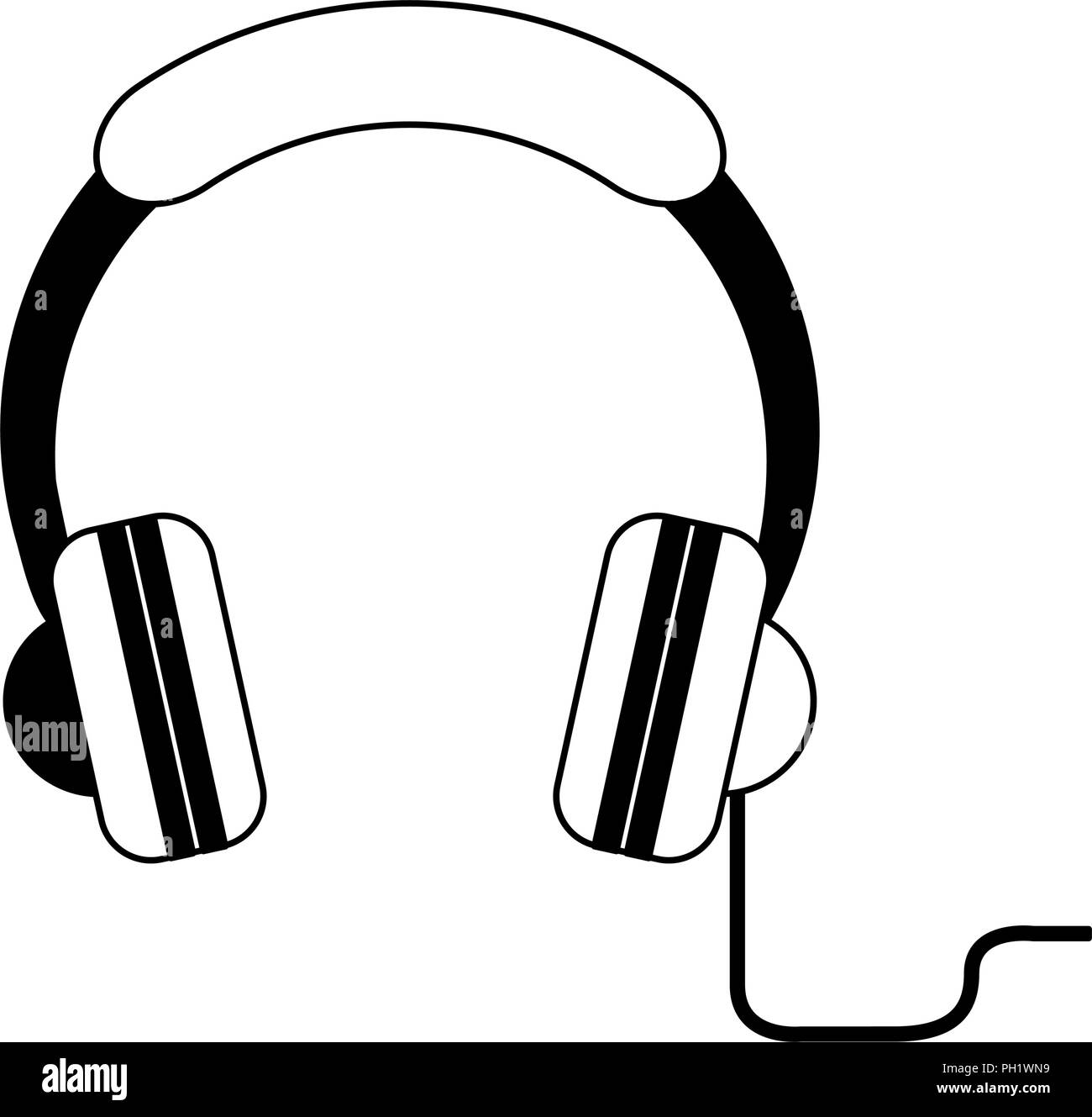 Dispositivo de auriculares de música en blanco y negro Imagen Vector de  stock - Alamy