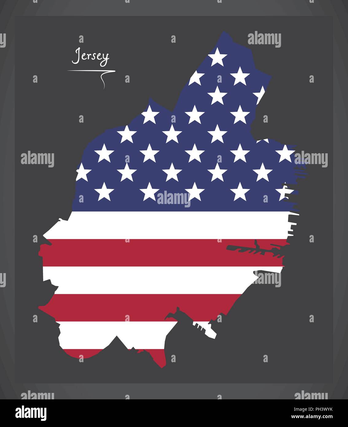 Jersey Nueva Jersey mapa con bandera nacional americana ilustración Ilustración del Vector