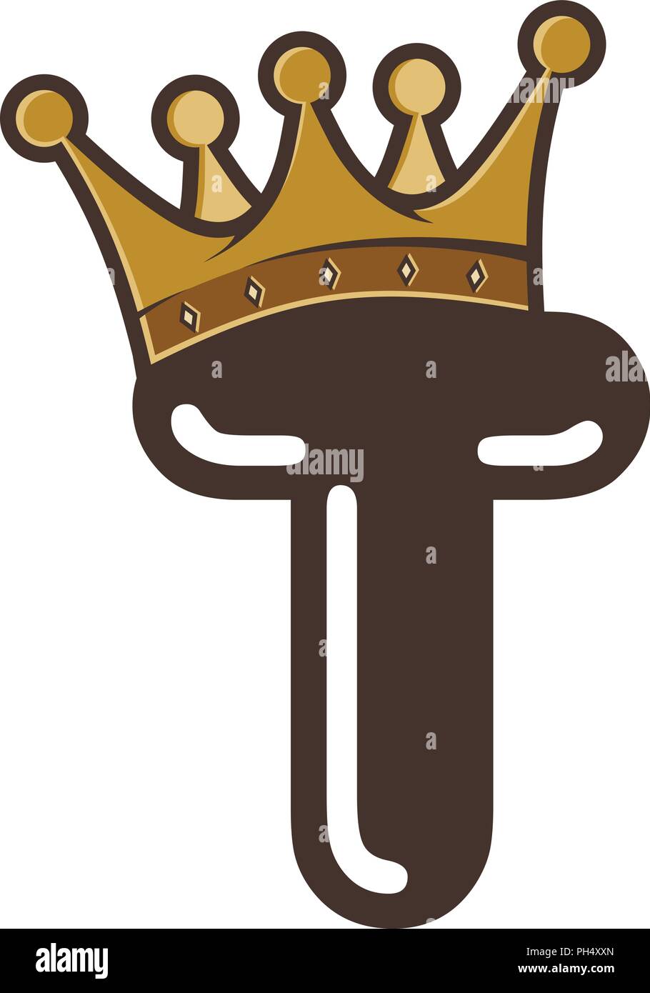 Letra del alfabeto con corona rey reina vector Imagen Vector de stock