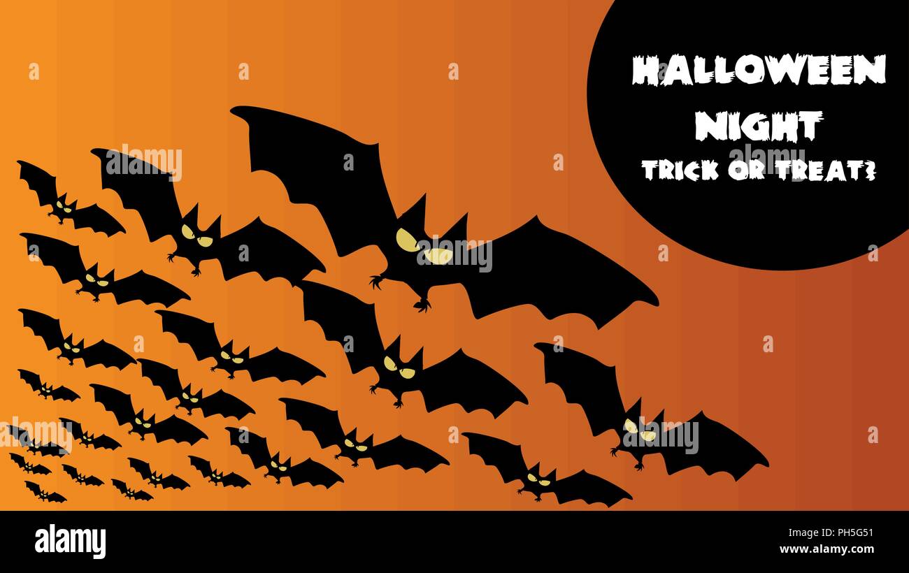 Scary Halloween feliz Banner de texto con arañas y murciélagos para invitaciones y tarjetas de felicitación, folletos, carteles, etc. 10 EPS vector. Ilustración del Vector