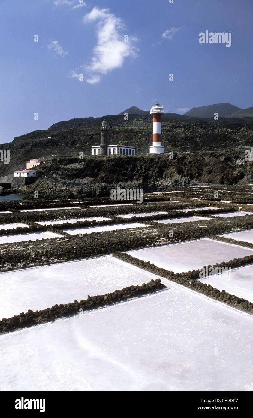 Faros y salinas, La Palma Foto de stock