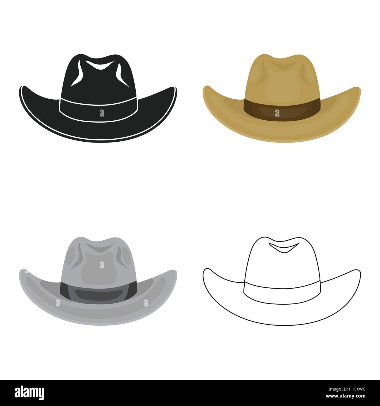 Sombrero de Cowboy icono en el estilo de dibujos animados aislado sobre  fondo blanco. Símbolo de sombreros ilustración vectorial Imagen Vector de  stock - Alamy