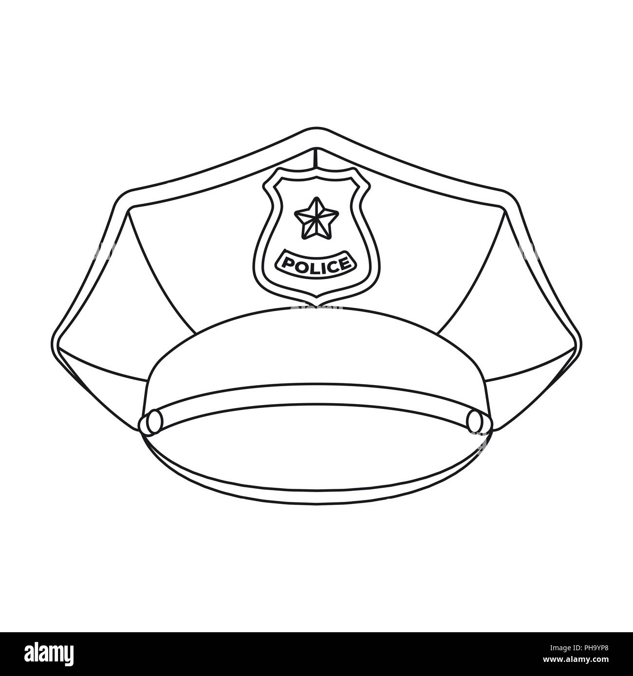 Icono de placa de policía en el esquema de diseño aislado sobre fondo  blanco. Símbolo de policía stock ilustración vectorial Imagen Vector de  stock - Alamy