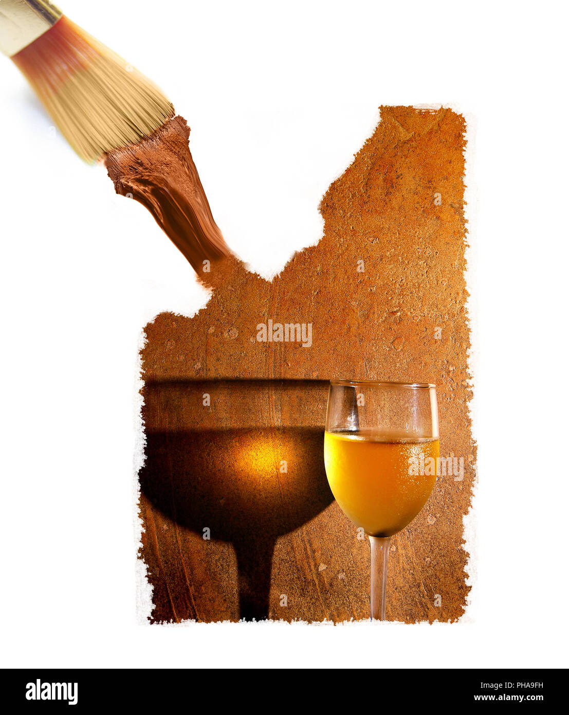 El cepillo de la pintura la creación de vino blanco y fondo de textura Foto de stock