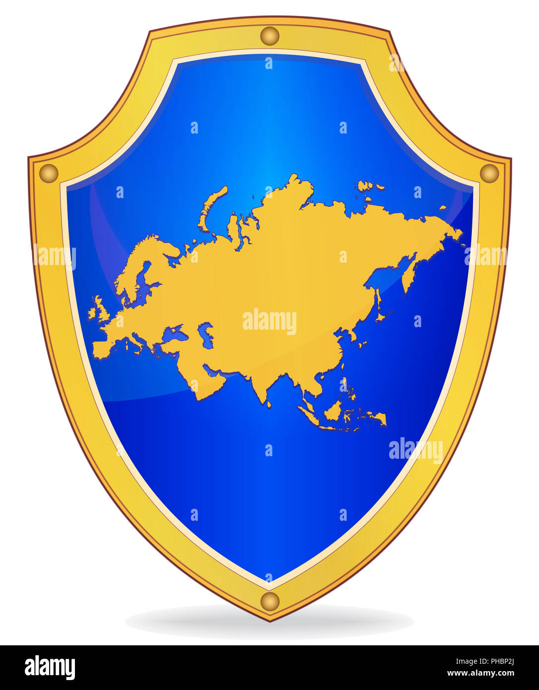 Escudo con silueta de Eurasia Foto de stock