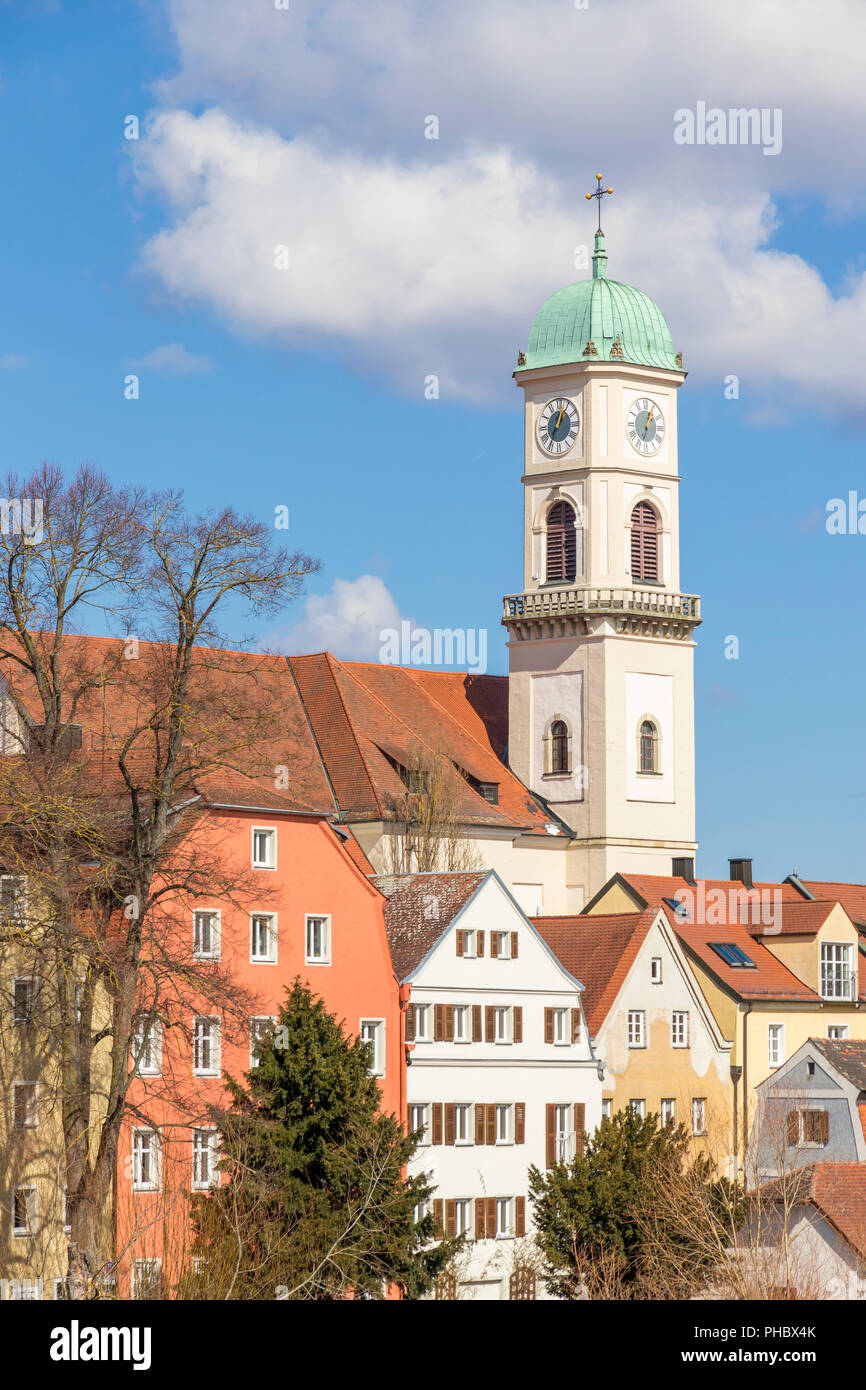 Stadtamhof, casco antiguo de Ratisbona, declarado Patrimonio de la Humanidad por la UNESCO, Baviera, Alemania, Europa Foto de stock