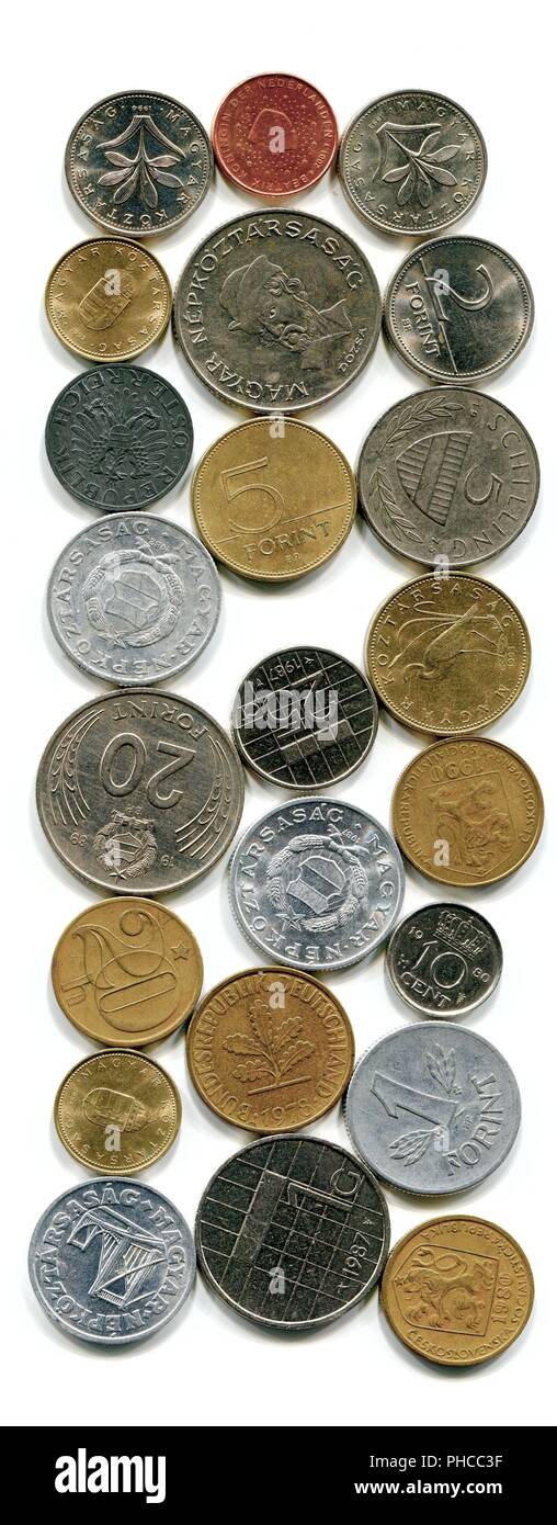 Antiguas monedas europeas Foto de stock