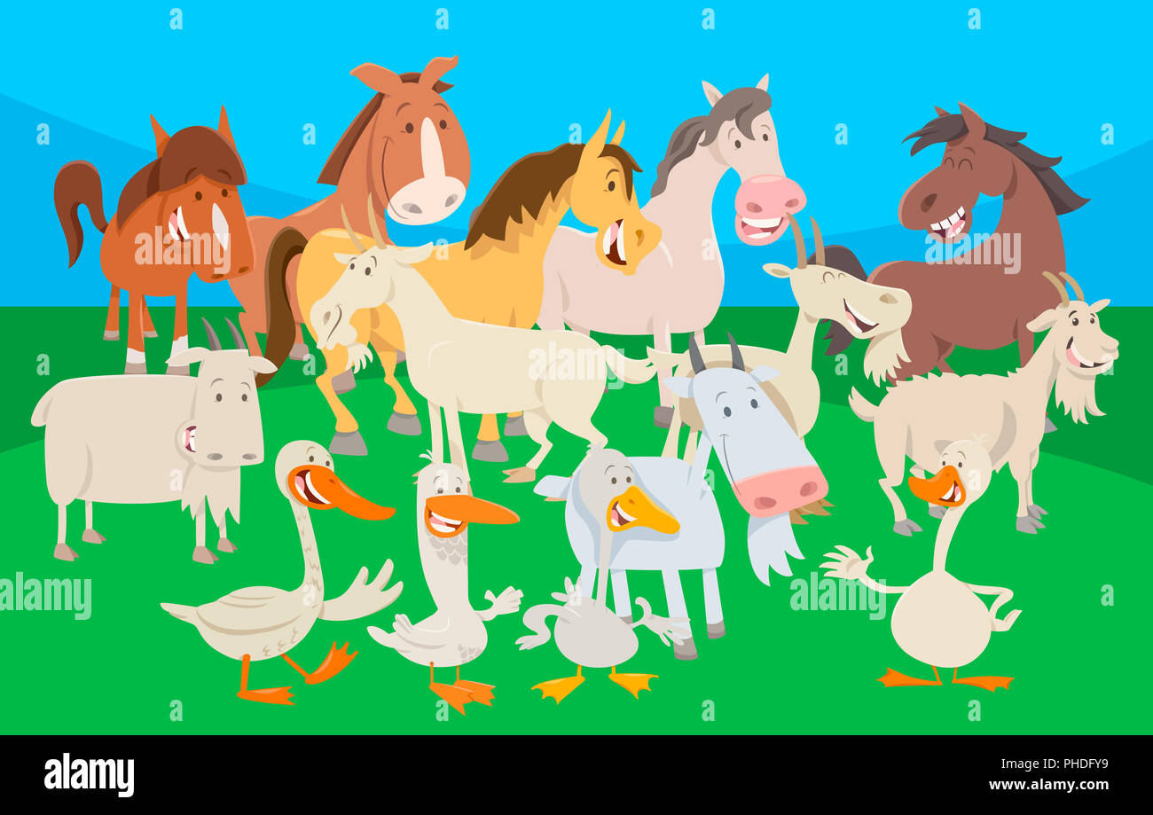 Lindo grupo de personajes de dibujos animados de animales de granja Fotografía de stock - Alamy Lindo grupo de personajes de dibujos animados de animales de granja Fotografía de stock - Alamy