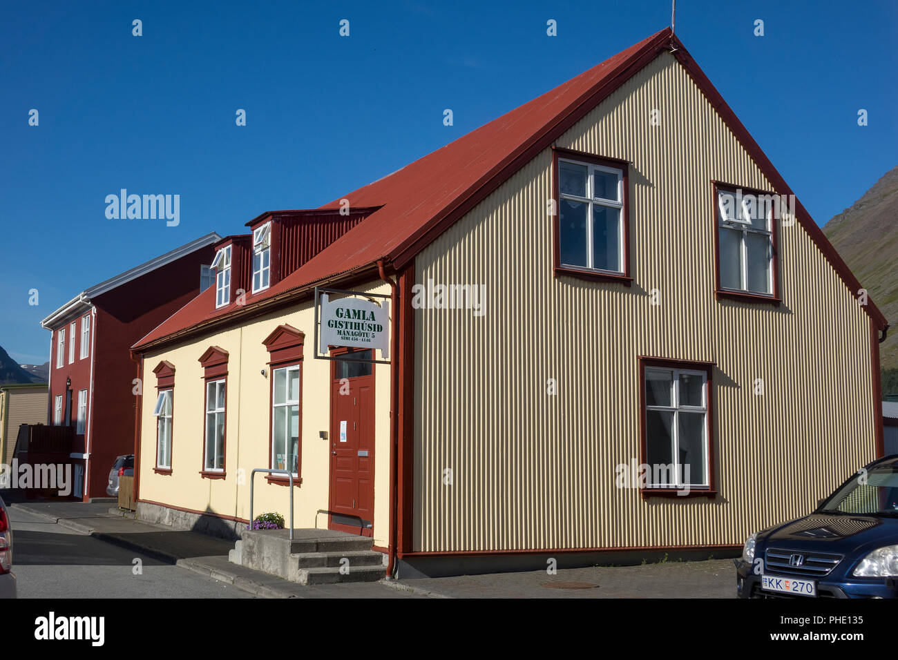 Islandia, Westfjords, Isafjordur, viejo guesthouse Foto de stock