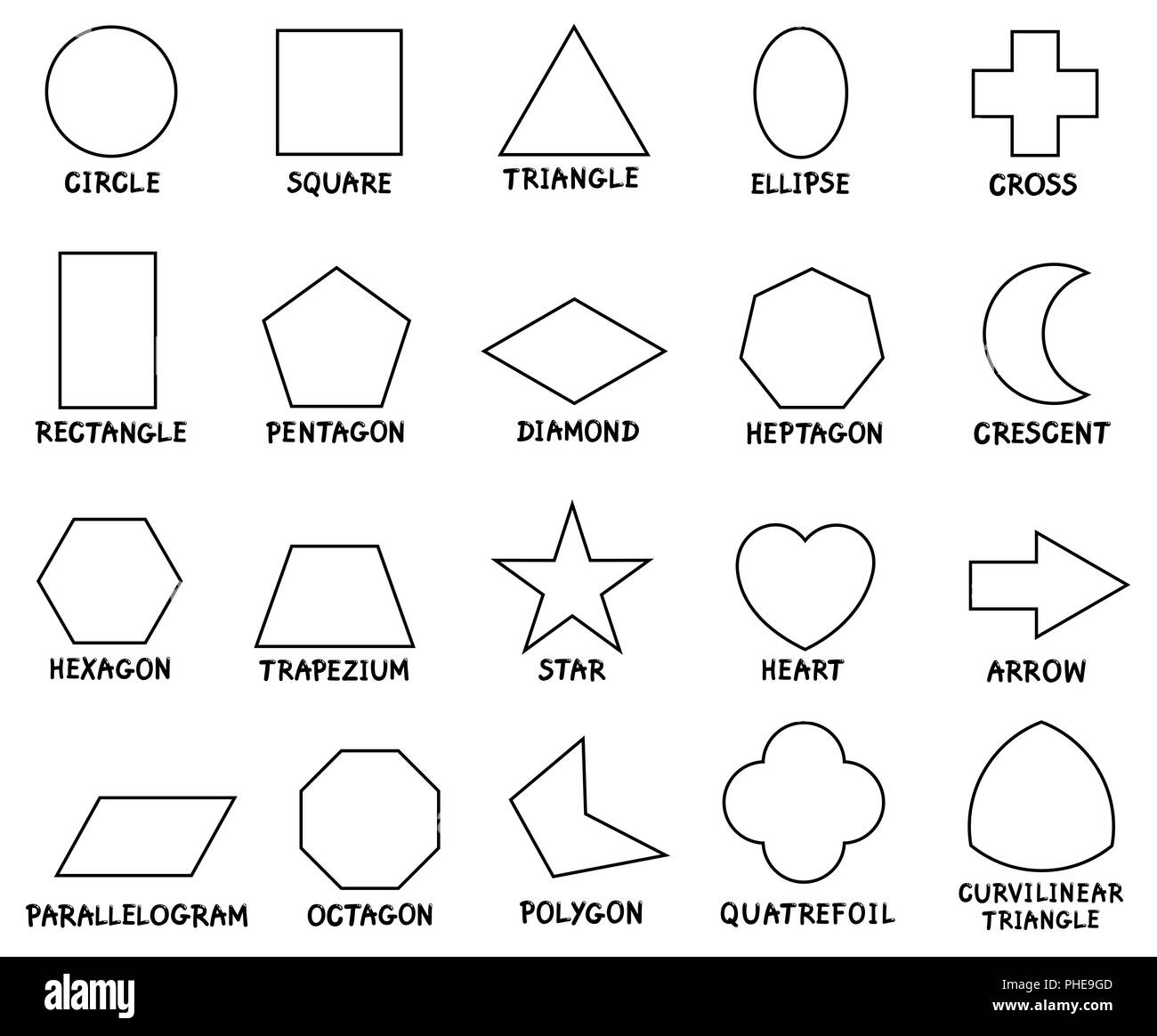 La educación formas geométricas básicas con títulos Fotografía de stock
