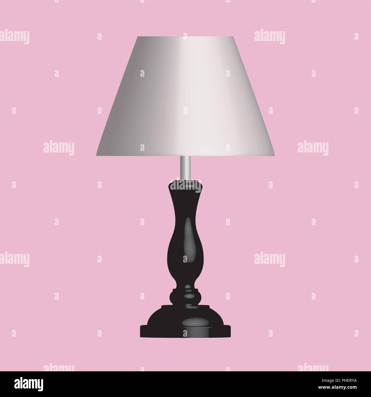 Lámpara de mesa de madera. Efecto 3D sobre fondo de color rosa vectorial  Imagen Vector de stock - Alamy