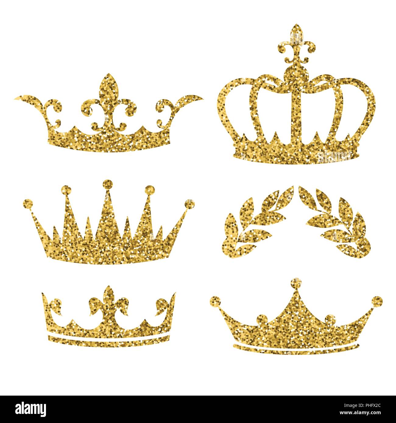 Silueta de corona dorada. Coronas reales, coronación rey y la reina de lujo  tiara siluetas iconos vector conjunto Imagen Vector de stock - Alamy