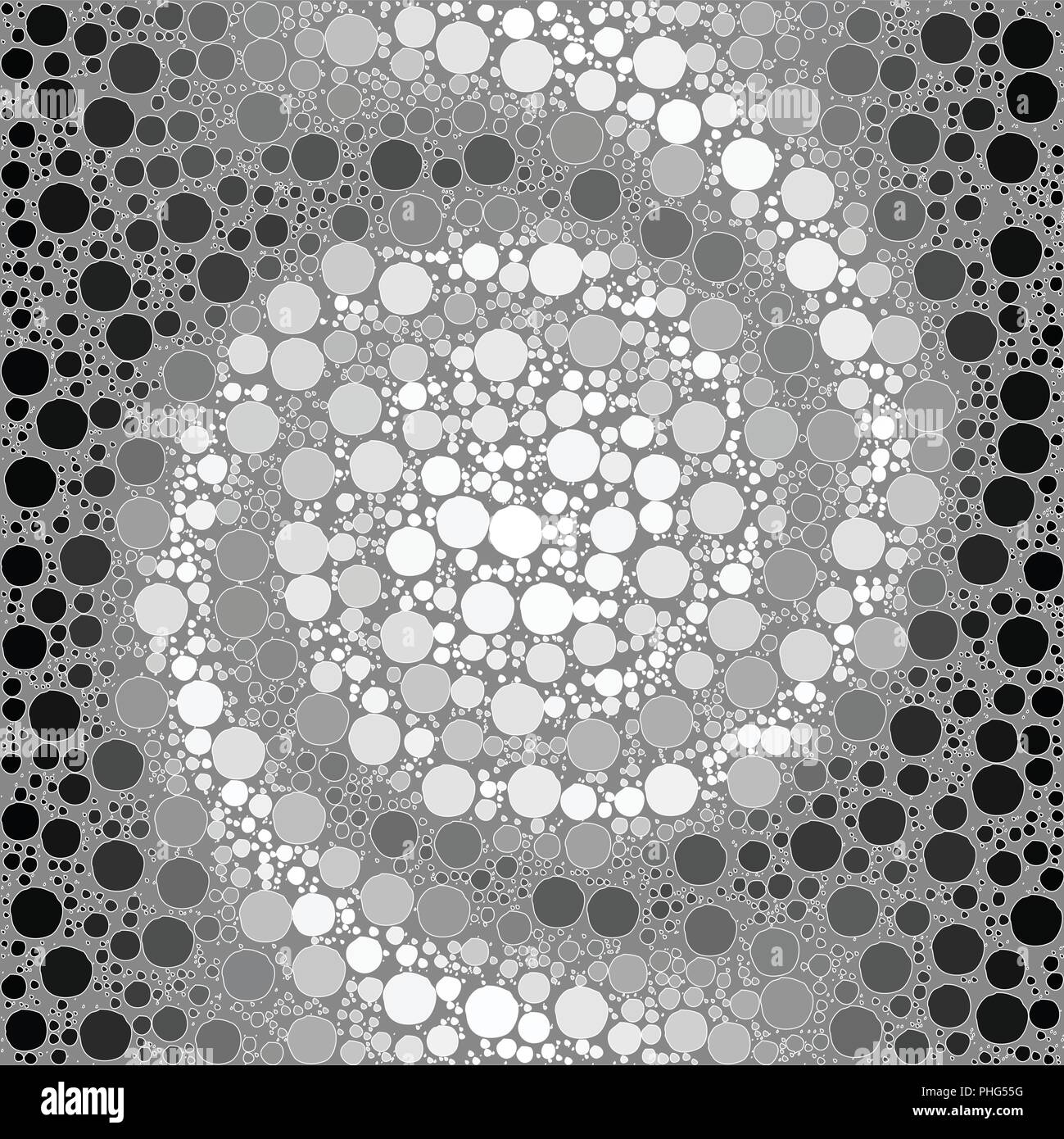 Antecedentes vectoriales de una espiral en blanco y negro del gradiente y formas redondas parecidas a burbujas estilizados. Ilustración del Vector