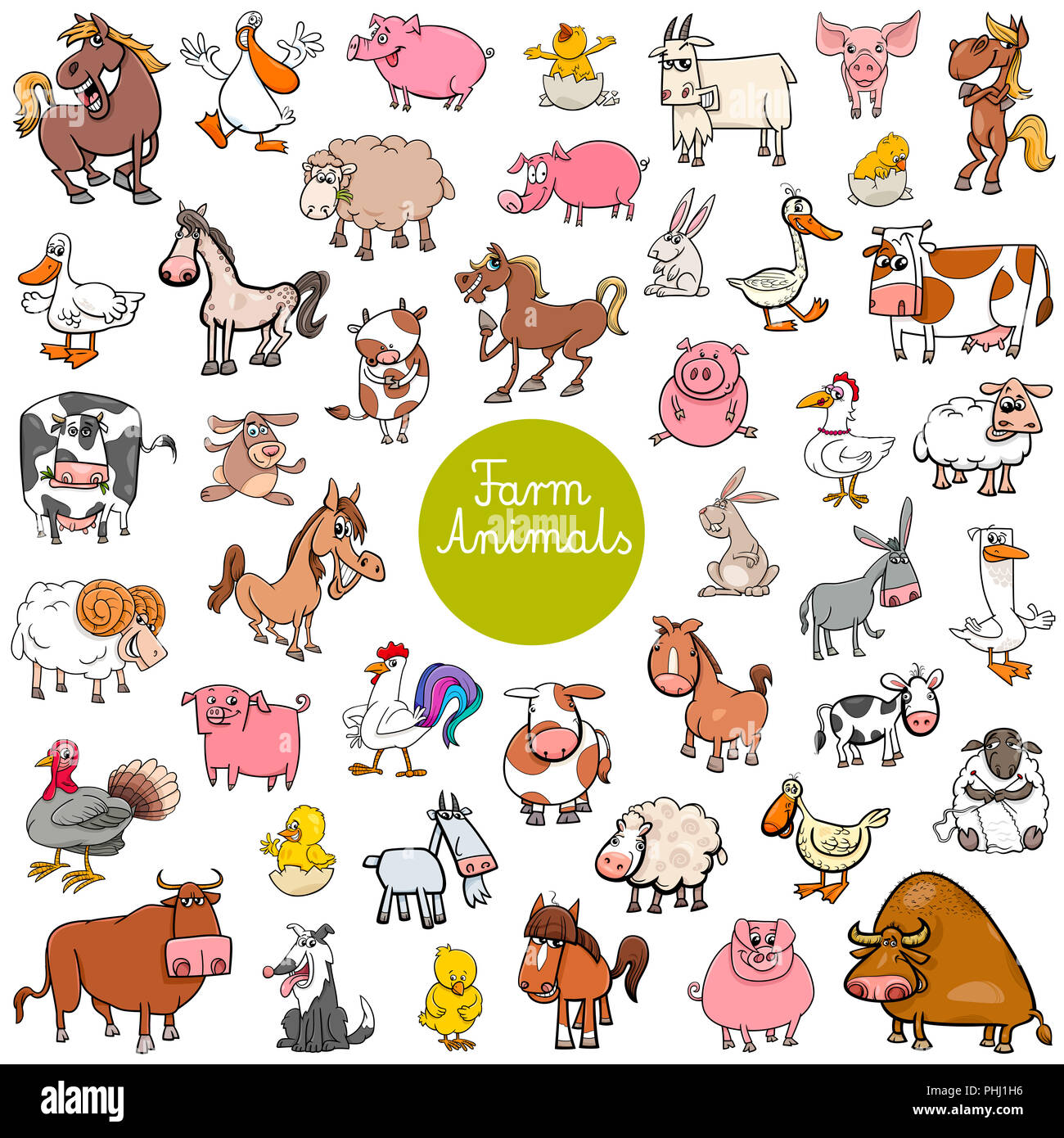 Dibujos animados personajes animales de granja grande Fotografía de stock -  Alamy