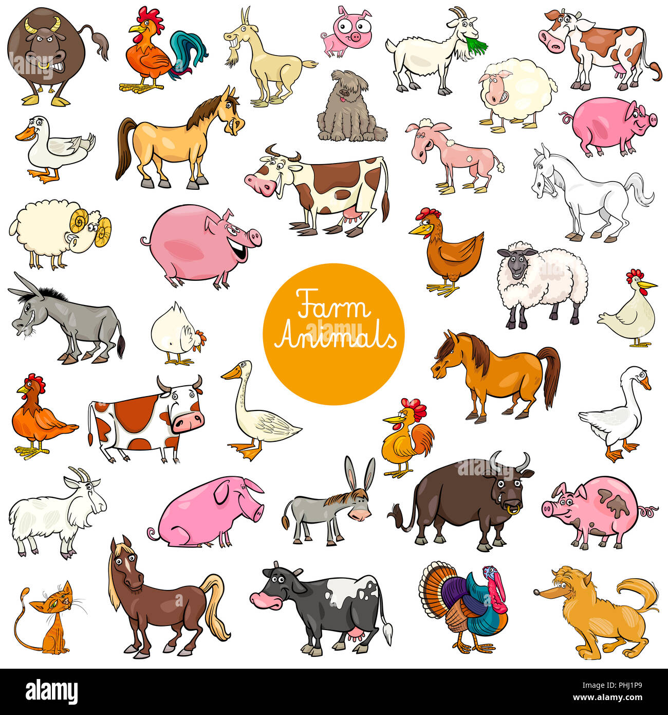 Dibujos animados personajes animales de granja grande Fotografía de stock -  Alamy