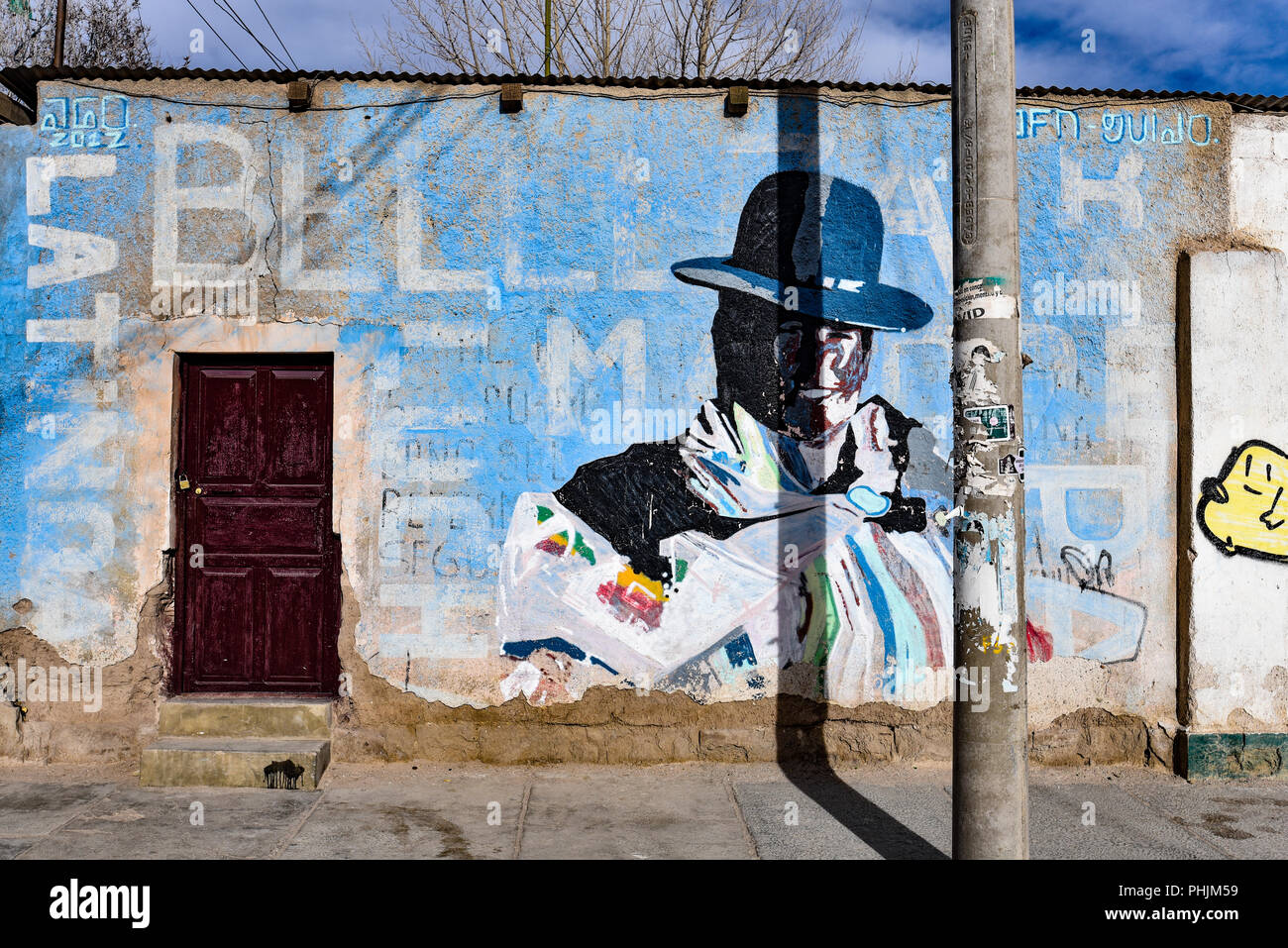 Colorido Arte Urbano Representando Una Senora Andina Con La