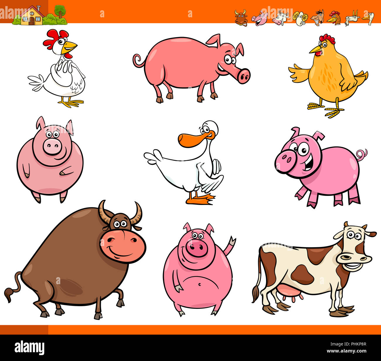 Animales de granja colección de personajes de dibujos animados Fotografía de stock - Alamy Animales de granja colección de personajes de dibujos animados Fotografía de stock - Alamy