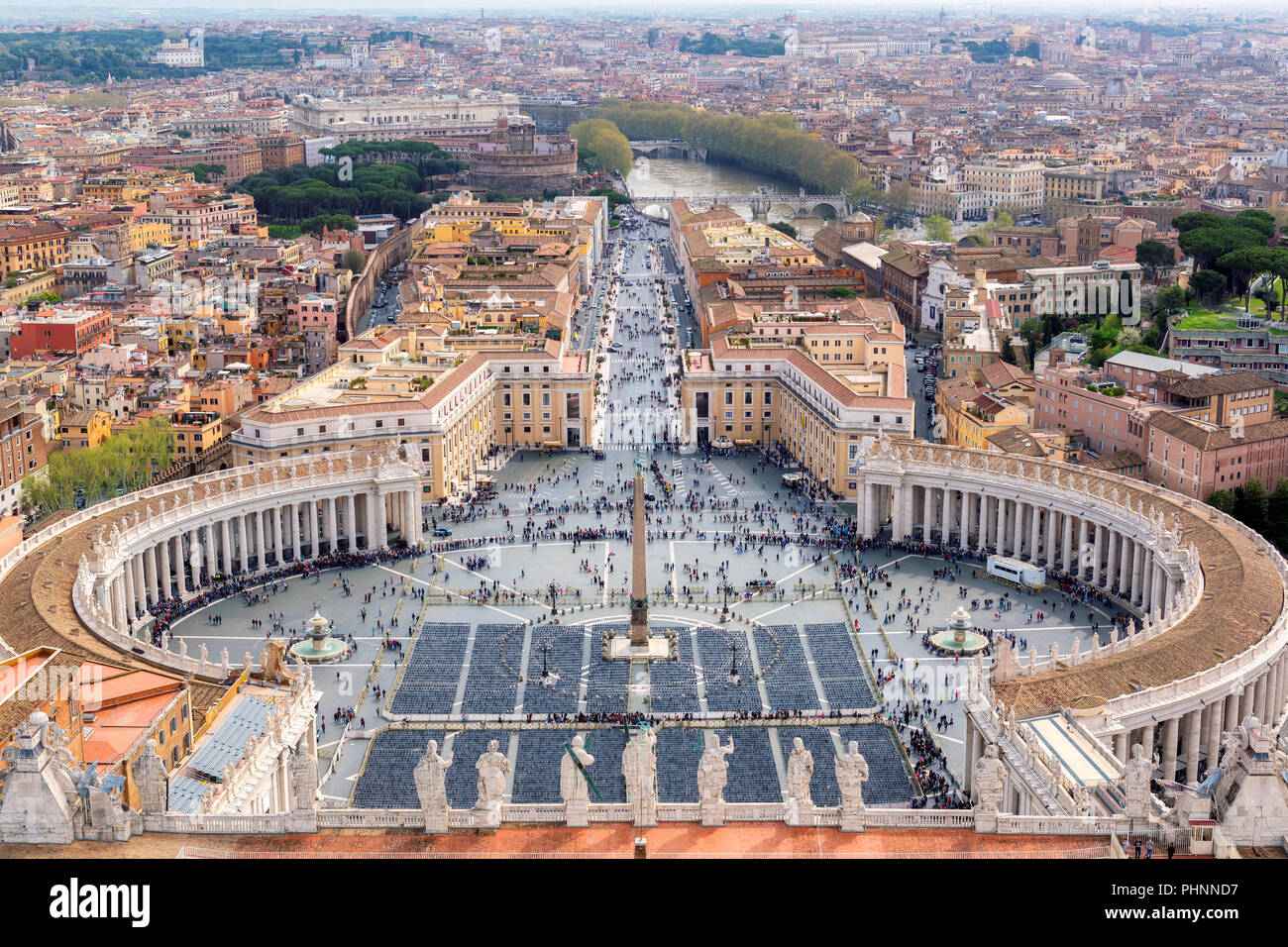 Vista aérea de Roma, Italia. La Plaza de San Pedro en el Vaticano, Roma, Italia. Foto de stock