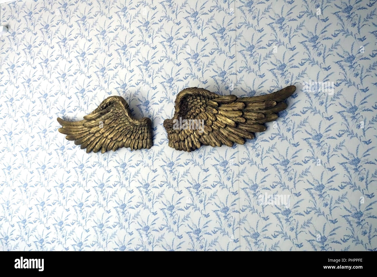 Par De Vintage Decoracion Contemporanea Arte Alas De Oro Montado