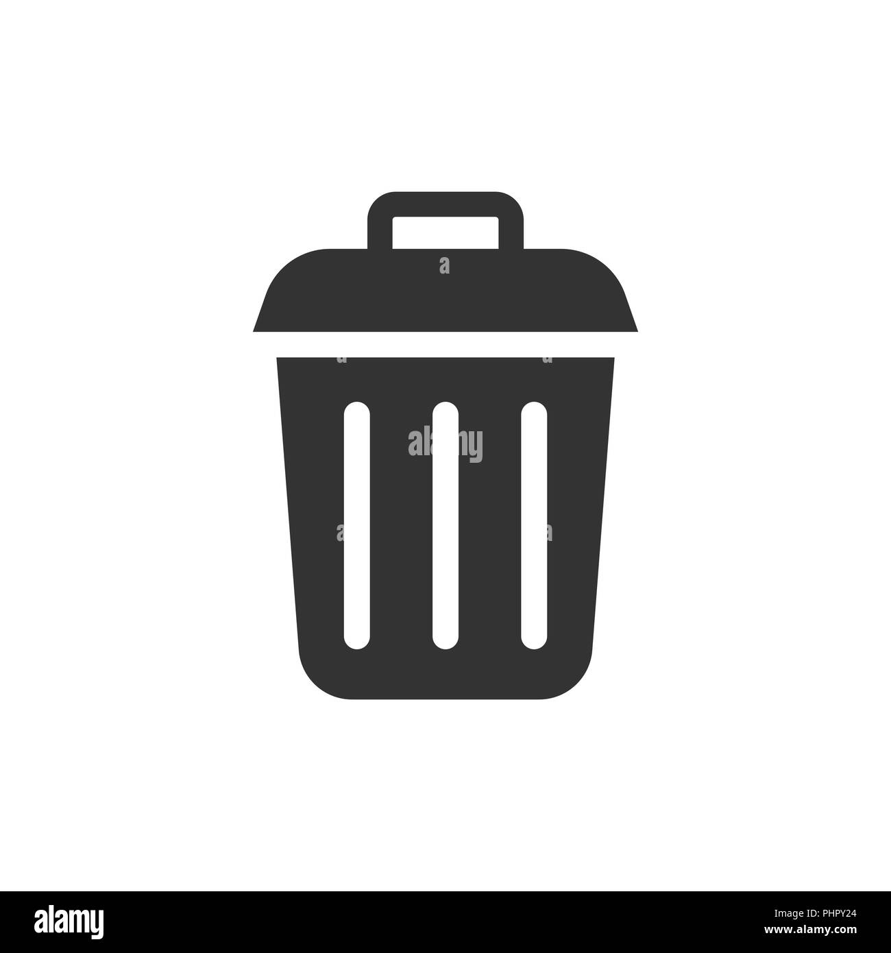 Icono de papelera de reciclaje de la basura en el piso de estilo. Cubo de  basura ilustración vectorial sobre fondo blanco aisladas. Concepto de  negocio cesto de basura Imagen Vector de stock -