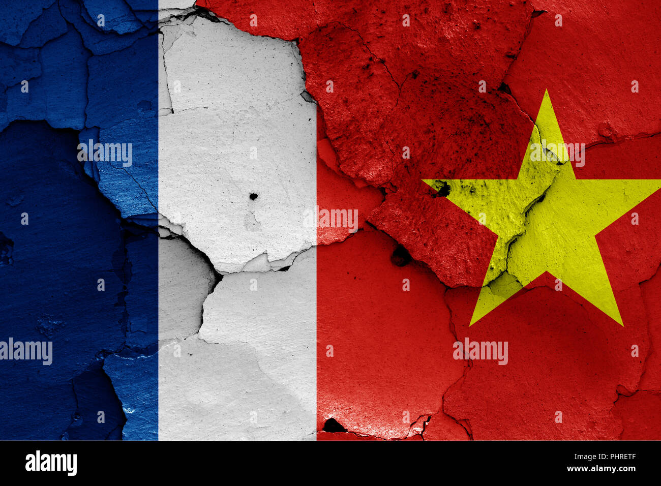 Banderas de la Indochina Francesa y al norte de Vietnam Foto de stock