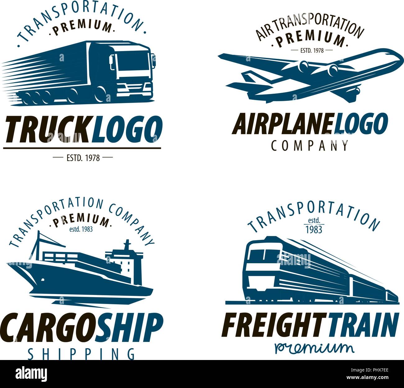 Transporte marítimo, logotipo o etiqueta. El transporte de carga, configuración de entrega de emblemas. Ilustración vectorial Ilustración del Vector