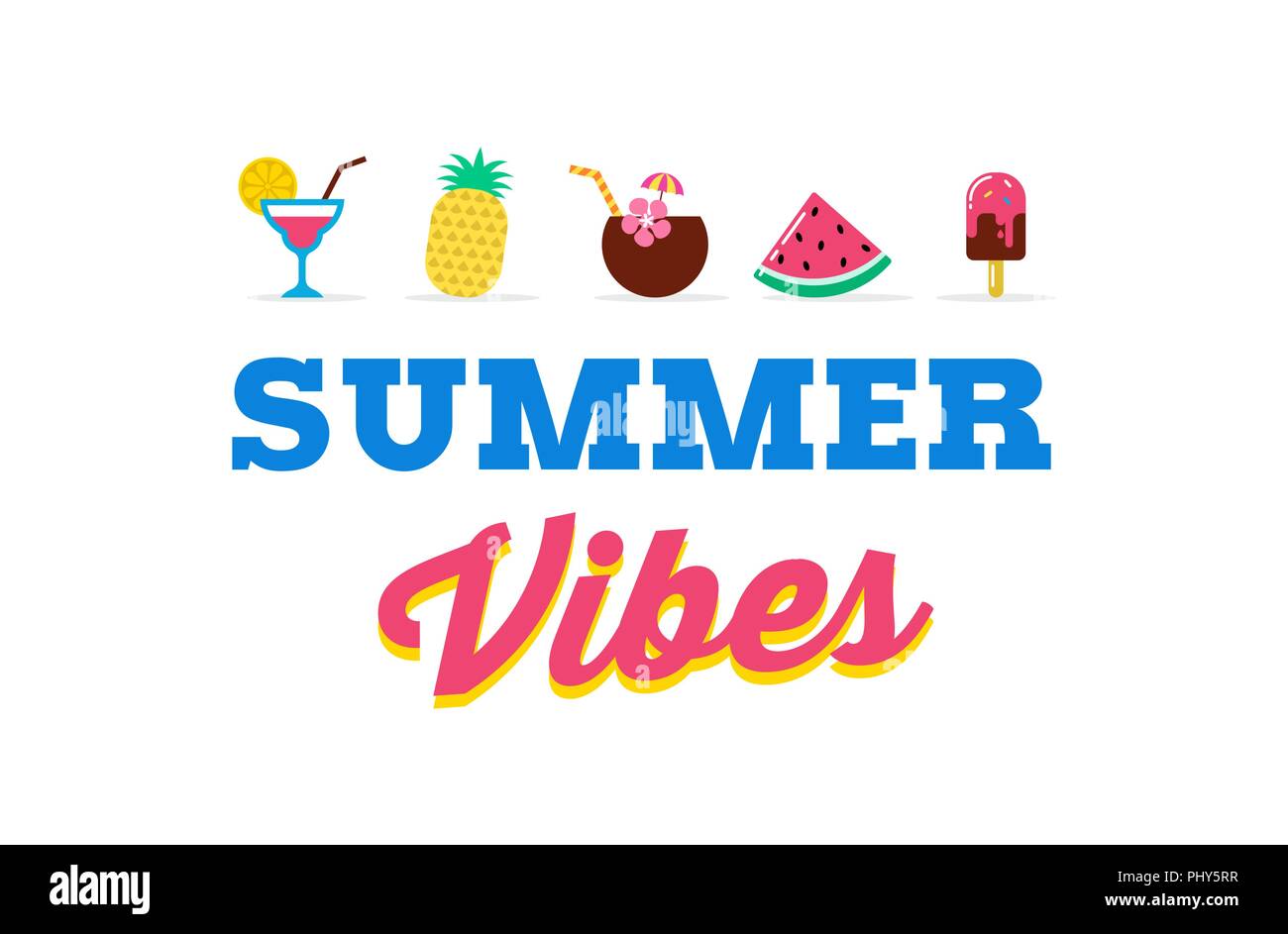 Summer vibes, venta y promoción de plantilla de póster, pancarta flyer Ilustración del Vector