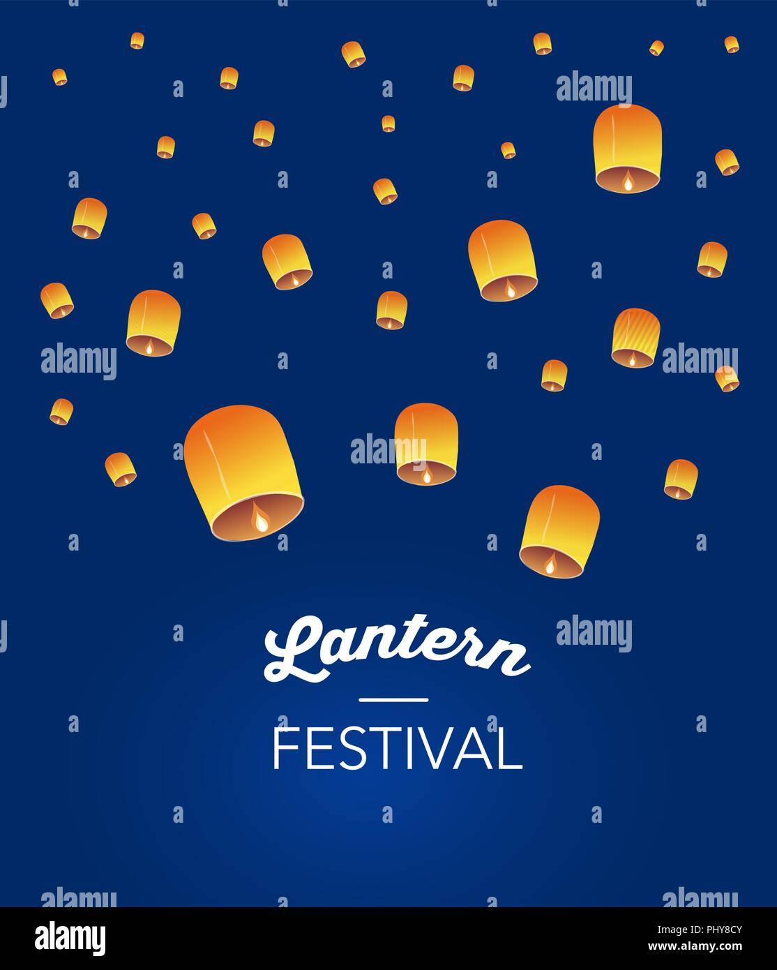Sky Lantern Festival, chinas, tailandesas y japonesas linternas voladoras.  Diseño de pósters y pancartas Imagen Vector de stock - Alamy