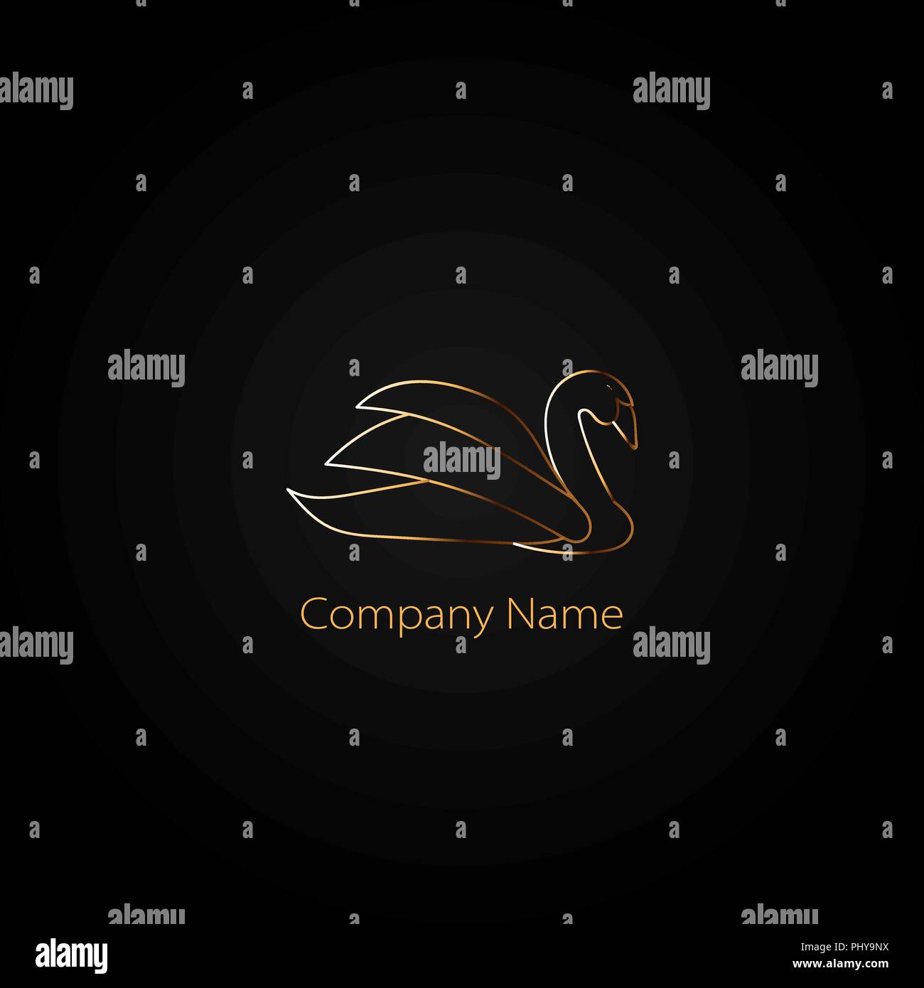 Plantilla de logotipo del Cisne de Oro. Logotipo de su empresa. Ilustración del Vector