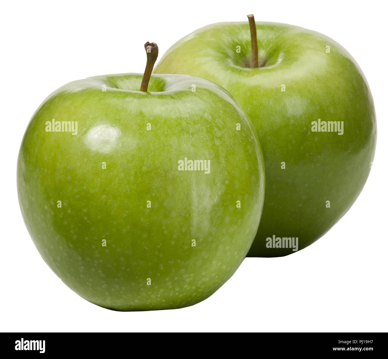 Dos Manzanas Verdes Con Fondo Blanco Fotografia De Stock Alamy