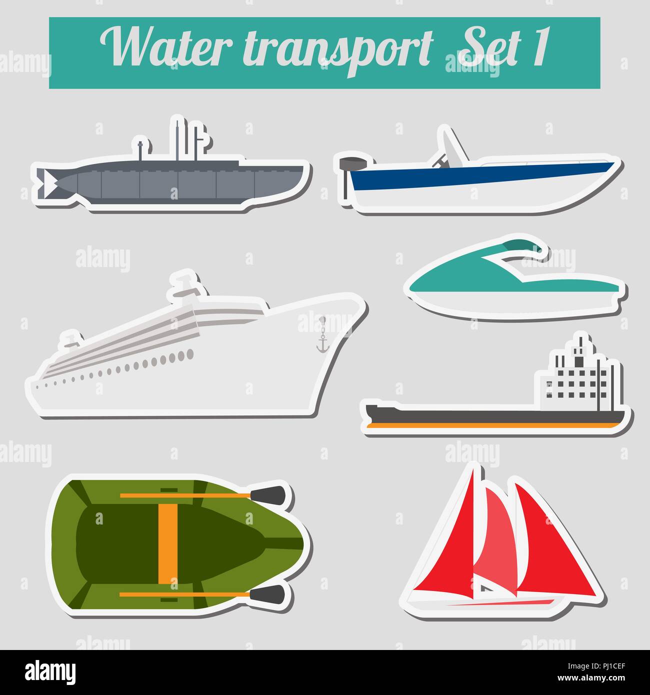 Conjunto de iconos de transporte de agua para crear sus propios mapas o infografías. Ilustración vectorial Ilustración del Vector