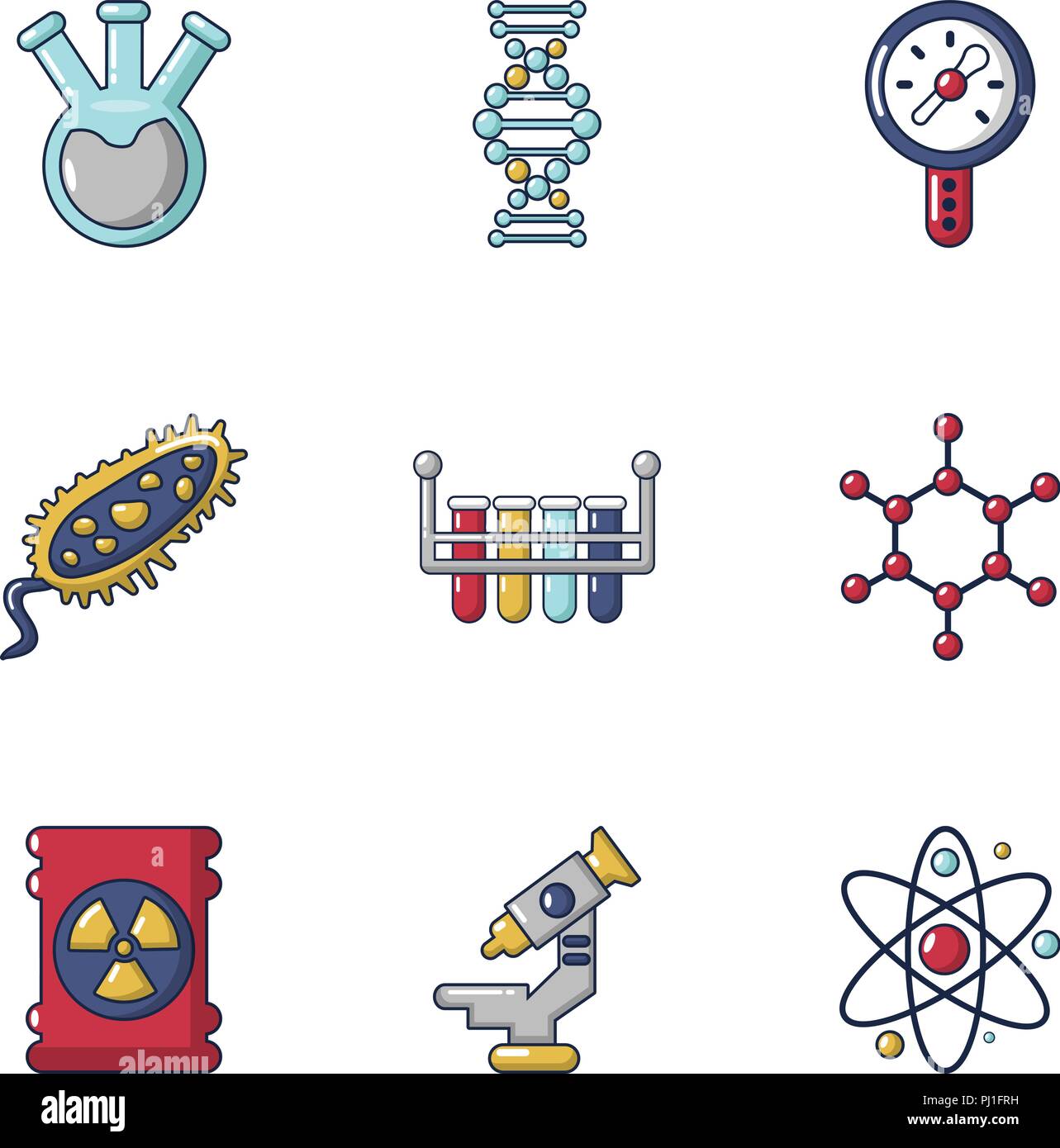 Iconos de Bioquímica, estilo de dibujos animados Imagen Vector de stock -  Alamy