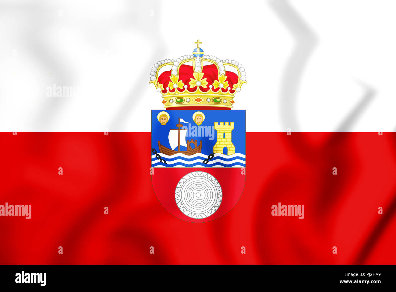 3D La Bandera de Cantabria, España. Ilustración 3D. Foto de stock