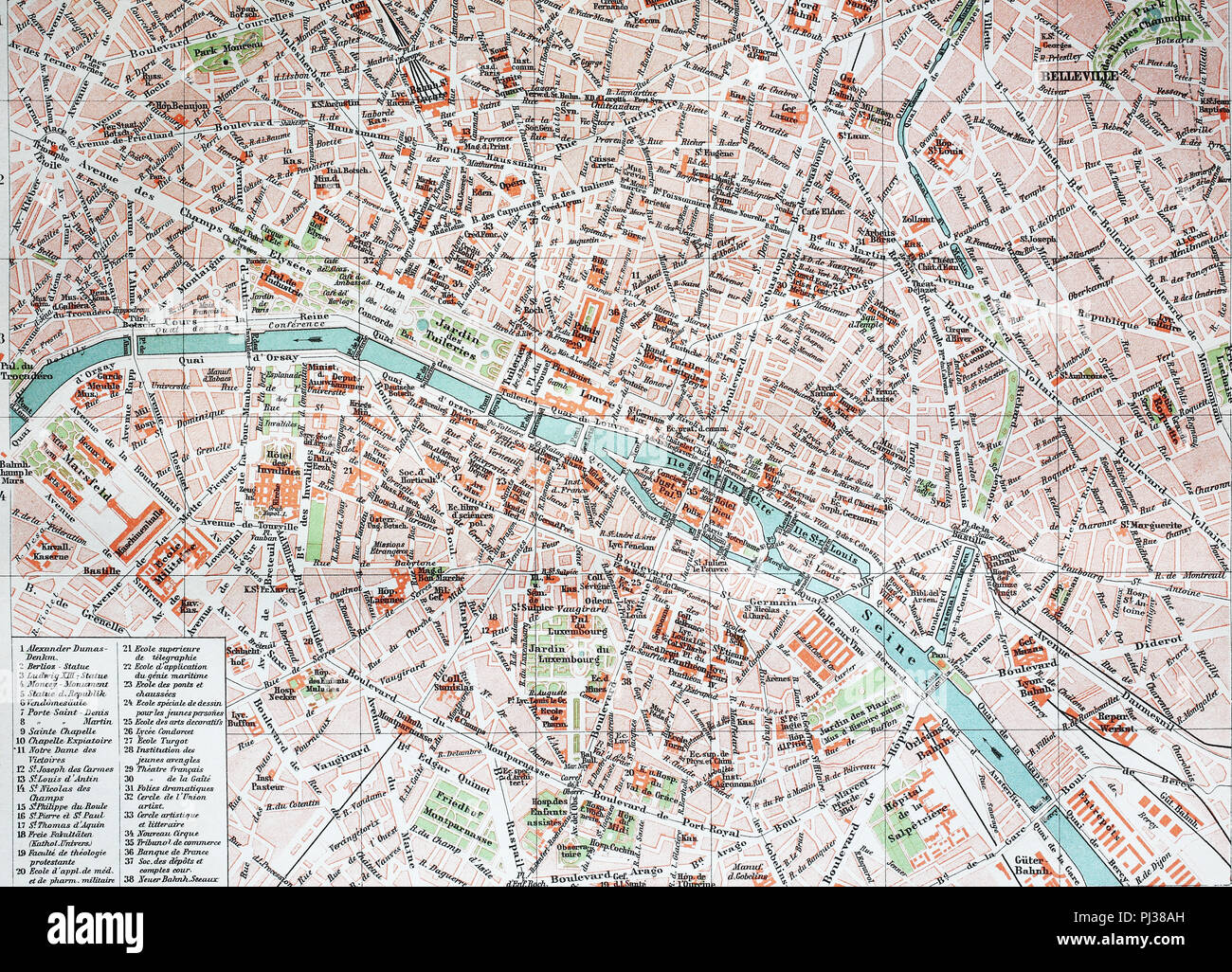 Map of the city of paris fotografías e imágenes de alta resolución - Alamy