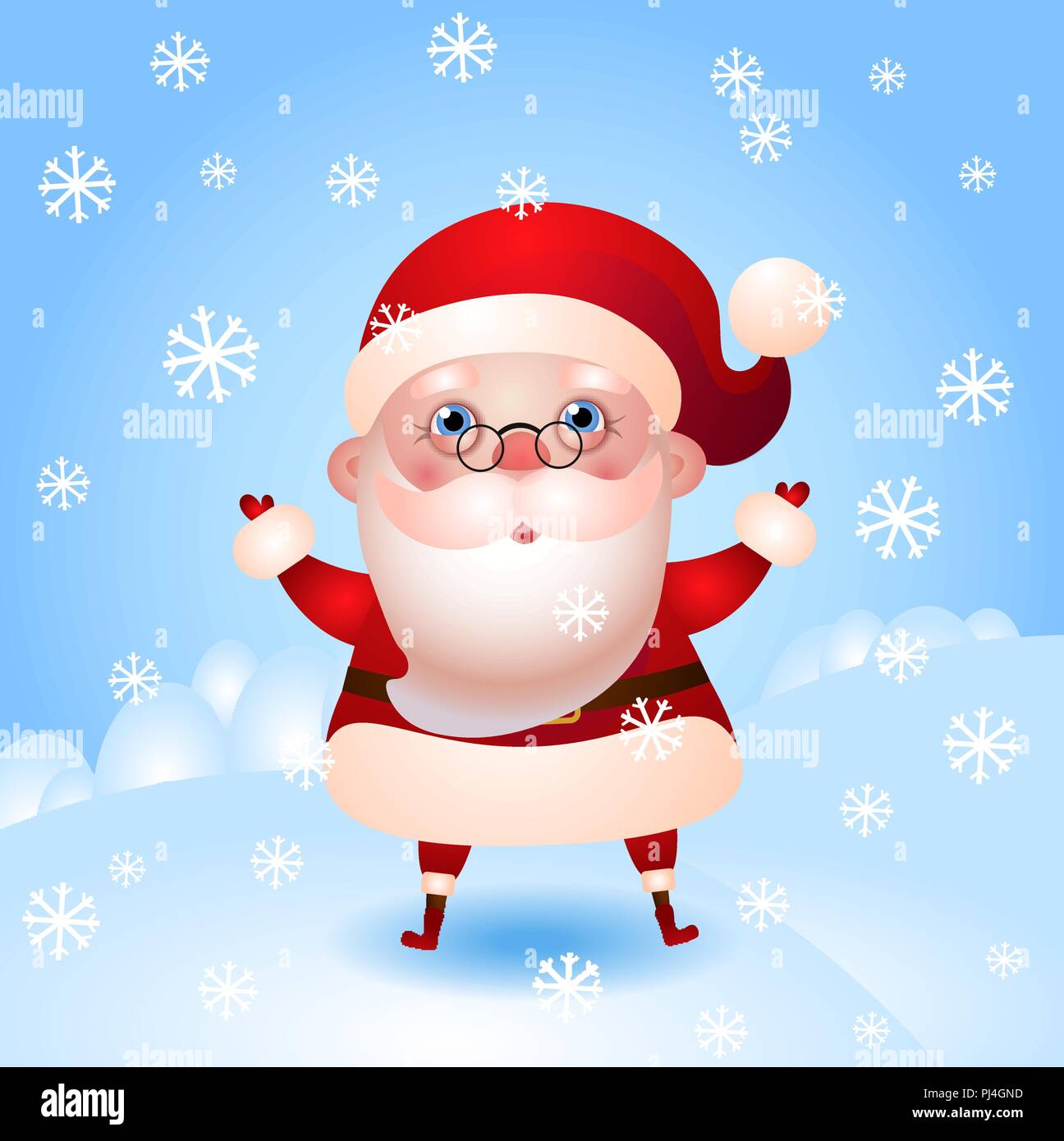 Cartoon Santa Claus con copos de nieve. EPS vector10 Ilustración del Vector