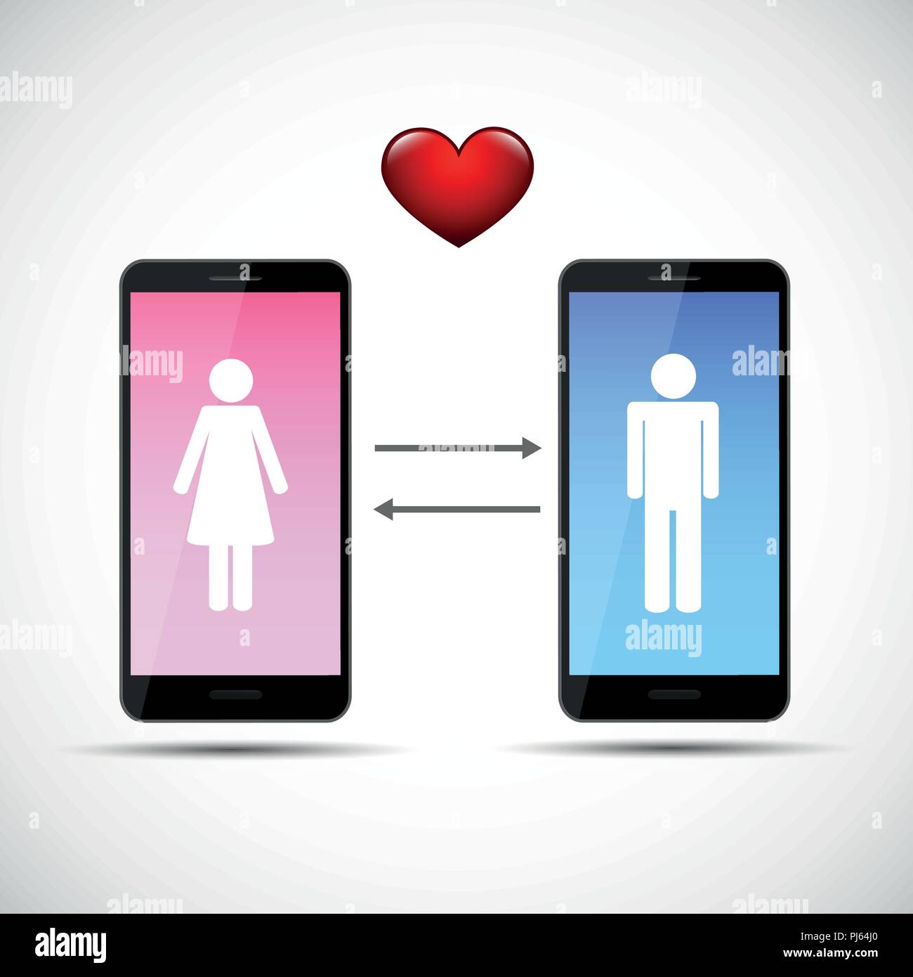 Online dating app concepto con el hombre y la mujer el pictograma ilustración vectorial EPS10 Ilustración del Vector