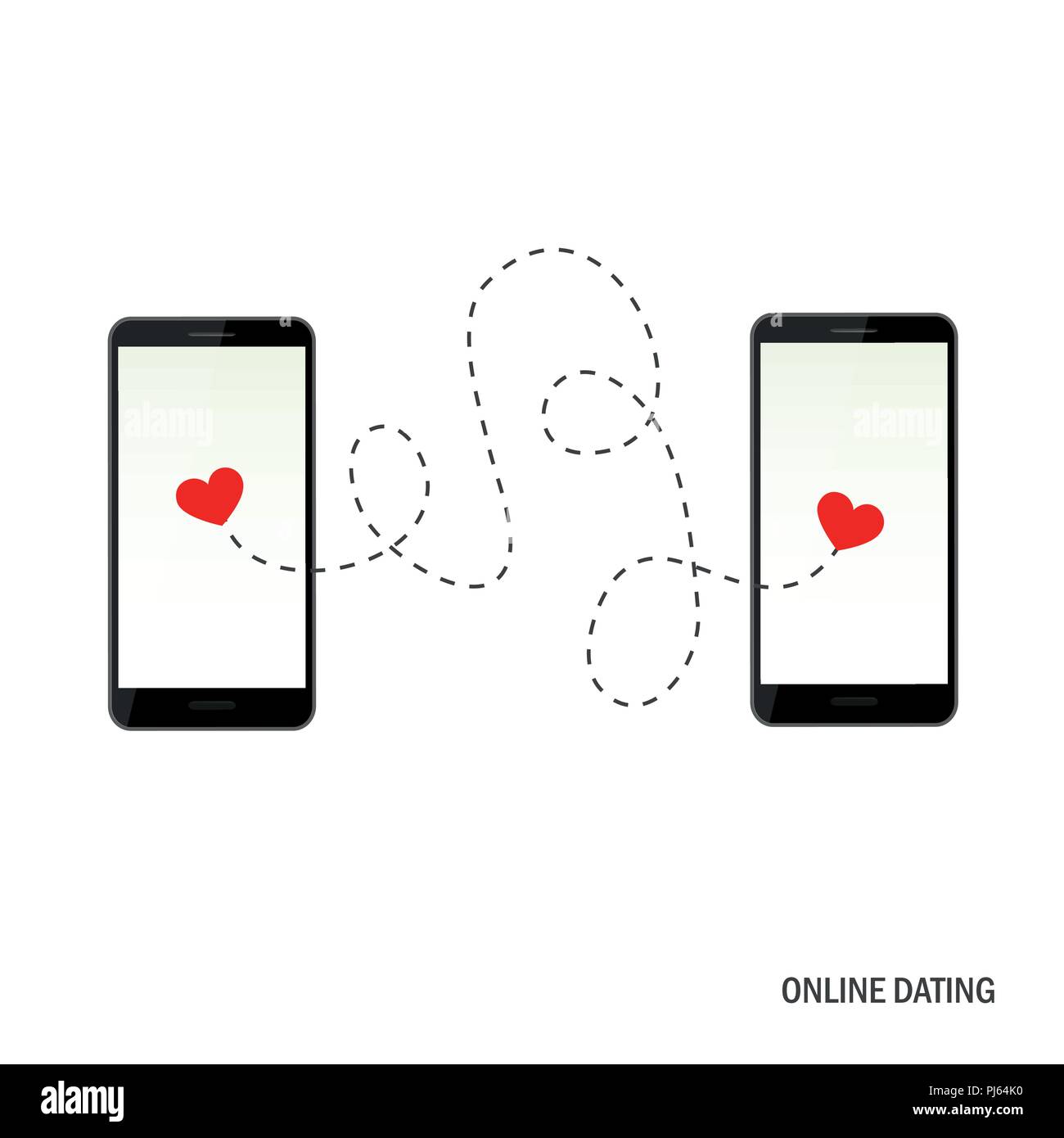 Online dating app concepto con dos corazones ilustración vectorial EPS10 Ilustración del Vector