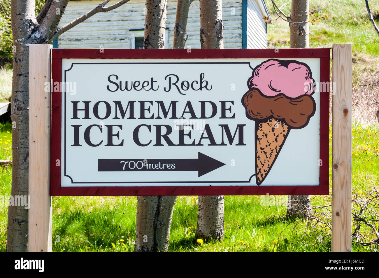 Un signo para Crream helados caseros. Foto de stock
