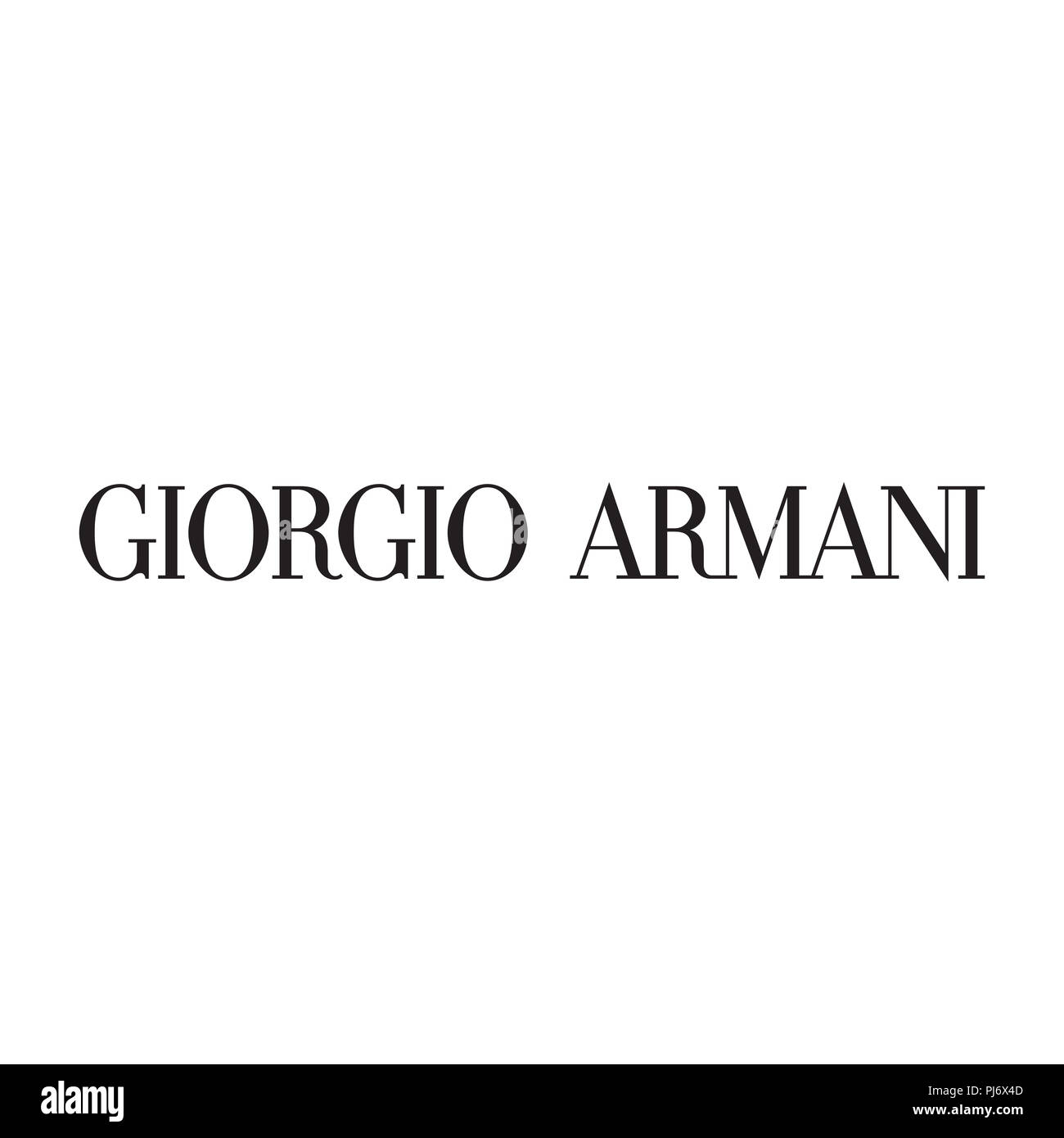 Giorgio Armani logo marca de lujo de moda ropa ilustración Fotografía de stock -