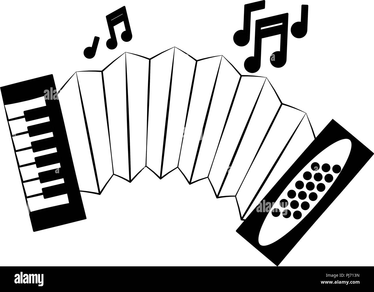 Instrumento de música de acordeón en blanco y negro Imagen Vector de stock  - Alamy