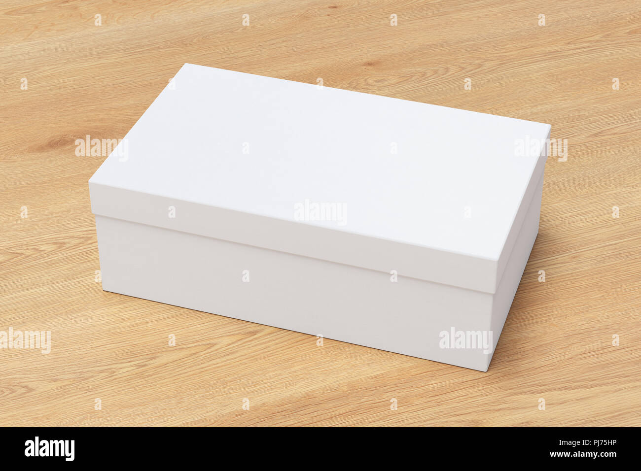 Caja de zapatos blancos sobre fondo de madera del contenedor. Maqueta de  embalaje. Ilustración 3d Fotografía de stock - Alamy
