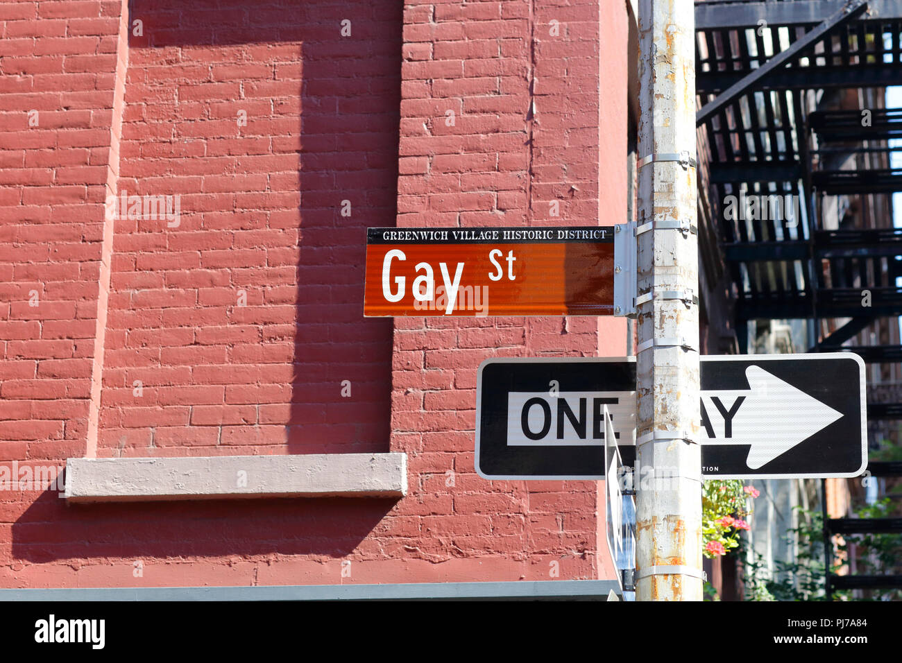 Signo de la calle Gay Street, New York, NY. Foto de stock