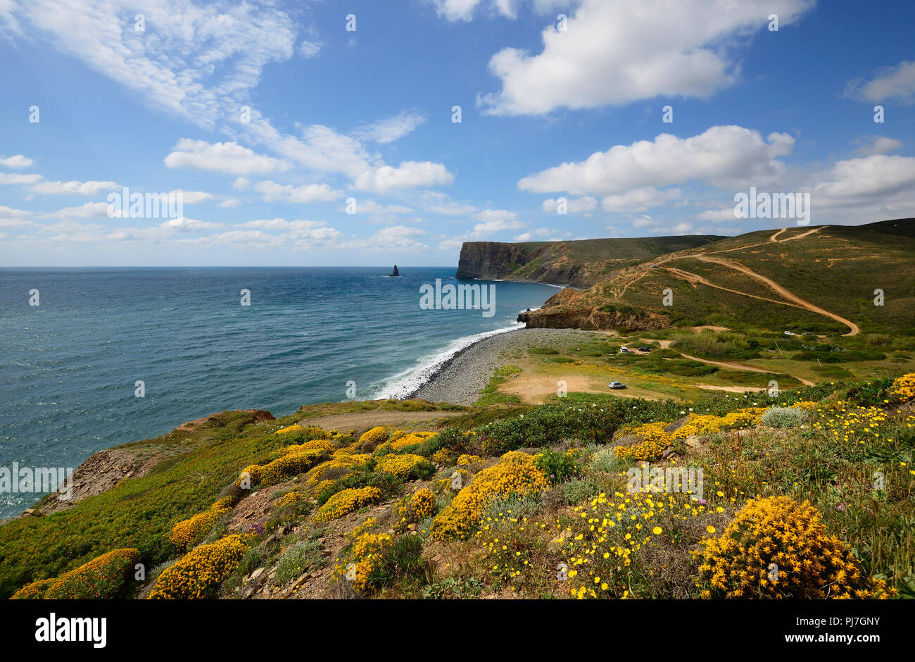 Praia do canal (Canal de la playa). Parque Natural do Sudoeste Alentejano e Costa Vicentina, la salvaje costa Atlántica de Europa. Algarve, Portugal Foto de stock