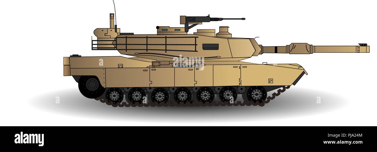 Abrams Tanque de batalla principal ilustración vectorial. Este es el principal Tanque de batalla del ejército americano. Aislado sobre fondo blanco. Ilustración del Vector