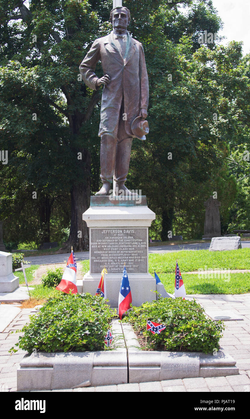 Presidente Jefferson Davis tumba en el cementerio de Hollywood de Richmond, Virginia. Foto de stock