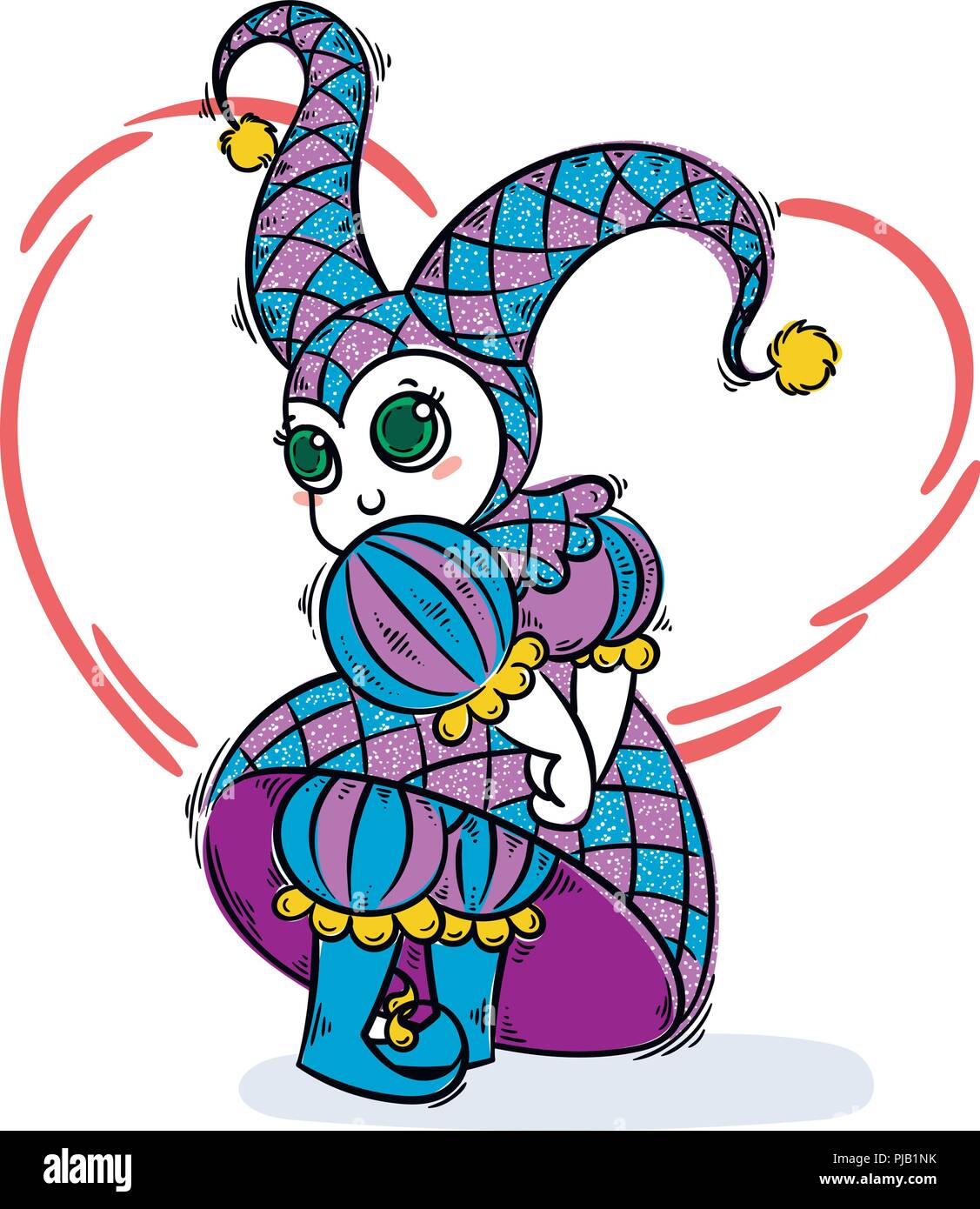 Lindo Bebe En Traje De Arlequin Payaso Alegre Ilustracion Vectorial Imagen Vector De Stock Alamy